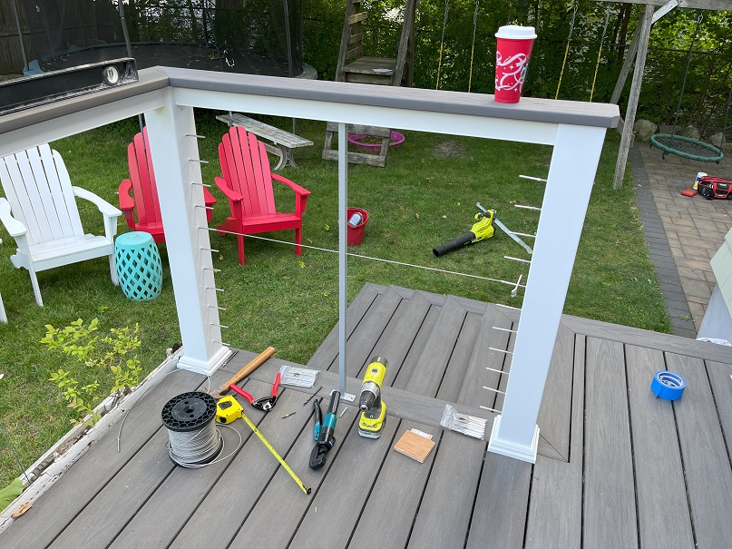 Cable railing installation in progress — Henry Pollock